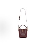 SAINT LAURENT LE 37 Metal Logo Adjustable Detachable shoulder strap bucket Bag Single-shoulder handbag Small women\'s Cabernet Sauvignon red